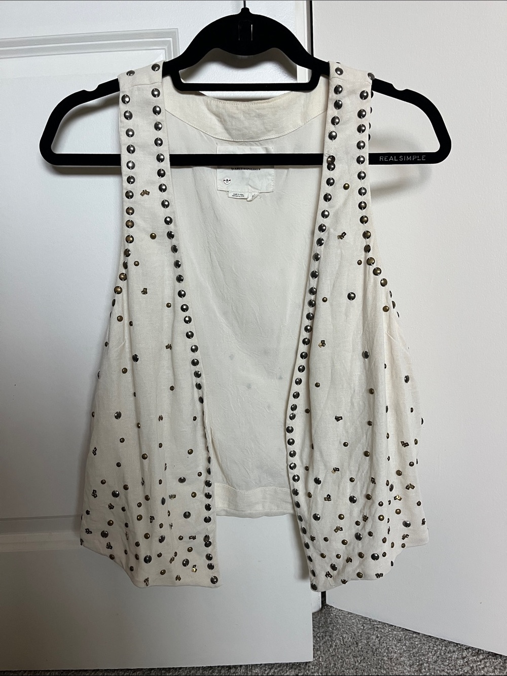 Studded White Sleeveless Vest Top - Anthropologie